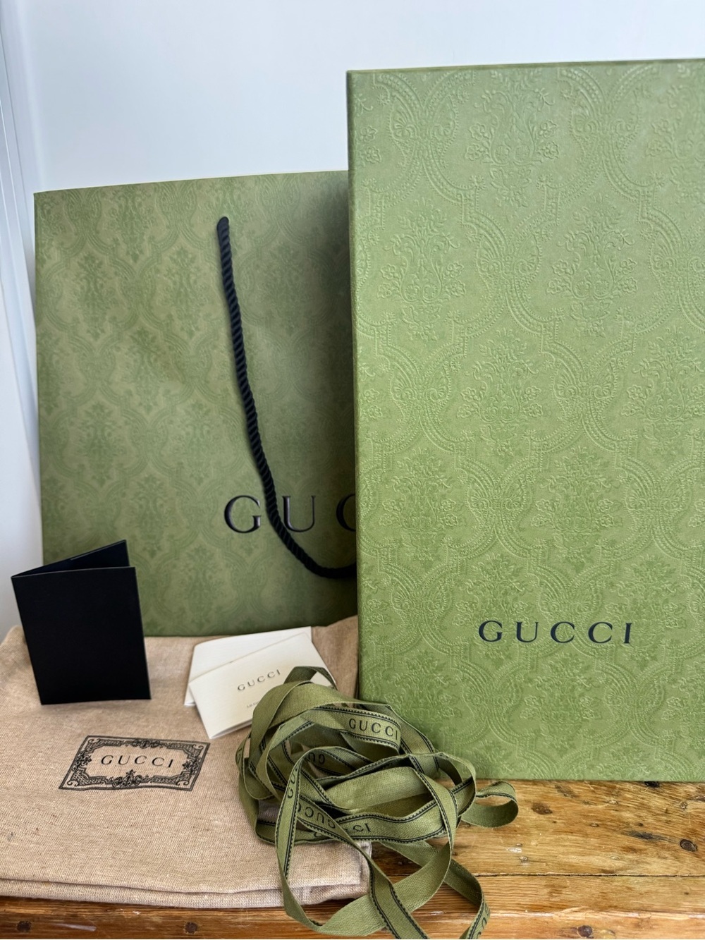 Authentic Gucci Gift Box, Bag, Shoe Dust Bag, Ribbon